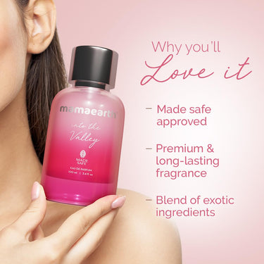 Mamaearth Into The Valley Liquid Eau De Parfum For Women-100Ml|Made Safe Approved|Premium&Long-Lasting Fragrance|Blend Of Exotic Ingredients|Perfume With Pear,Jasmine&Vanilla Notes|Fresh Scent